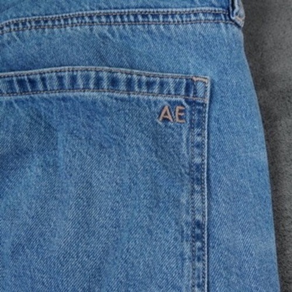American Eagle  Tomgirl Overalls Womens S BlueRelaxed Denim Logo Streetwear 7840 - Picture 14 of 15